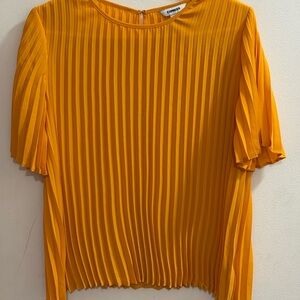 Express Women's Mustard Yellow Pleated‎ Blouse Size S